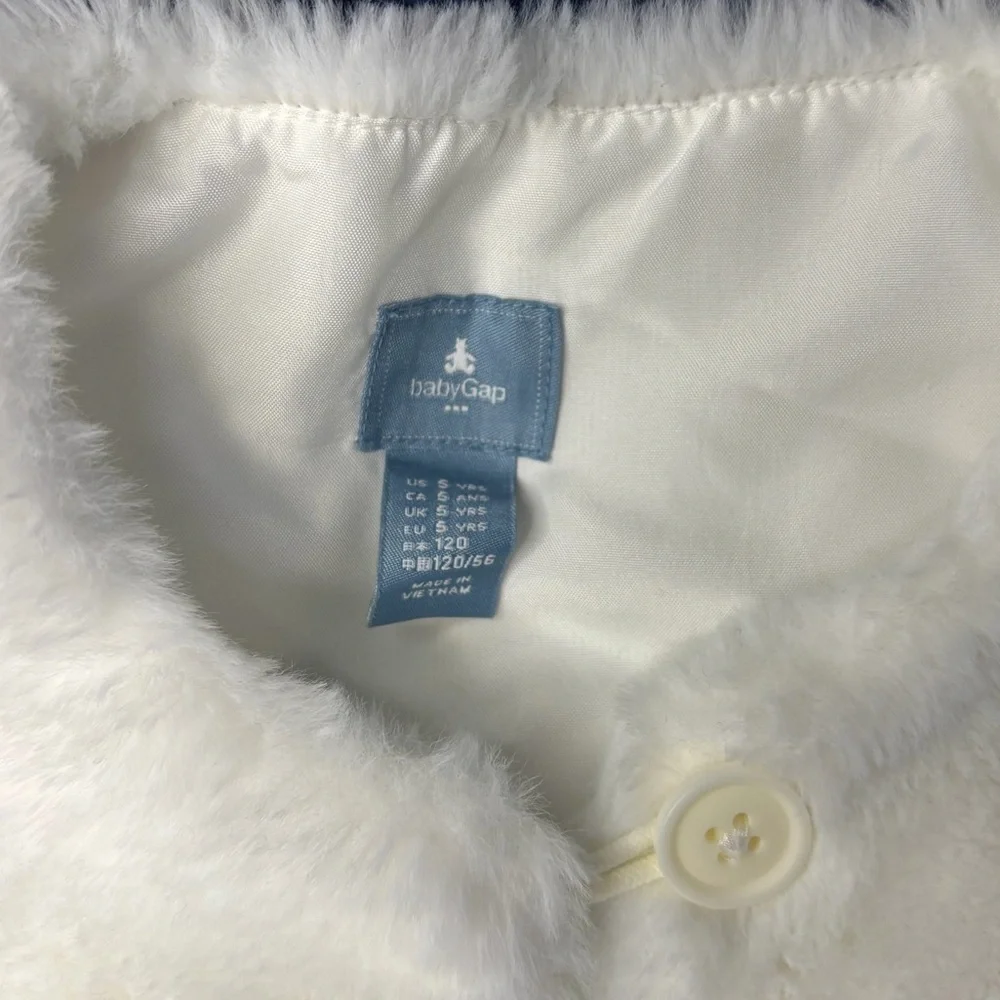 Baby Gap Girls White Faux Fur Open Vest